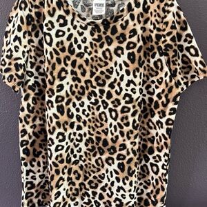 PINK Cheetah Leopard Print Short Sleeve Top